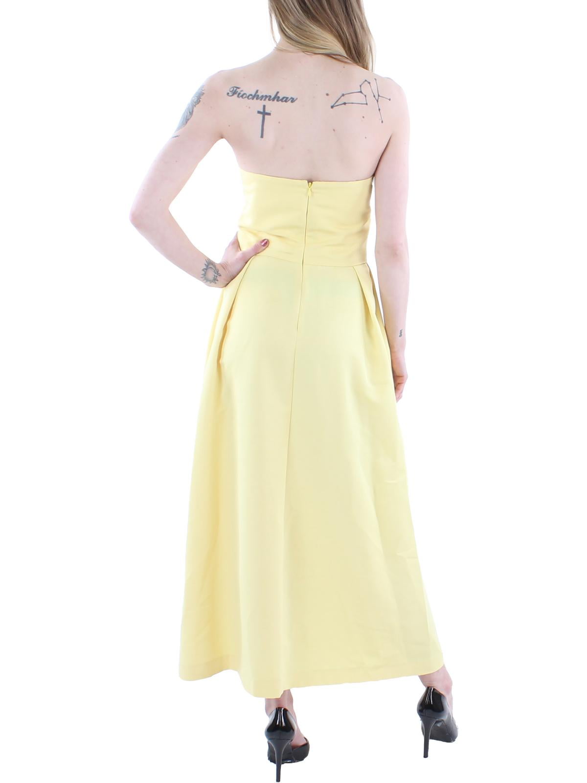 Lauren Ralph Lauren Women's Yellow Bloom Strapless Faille Cocktail Dress Size 10