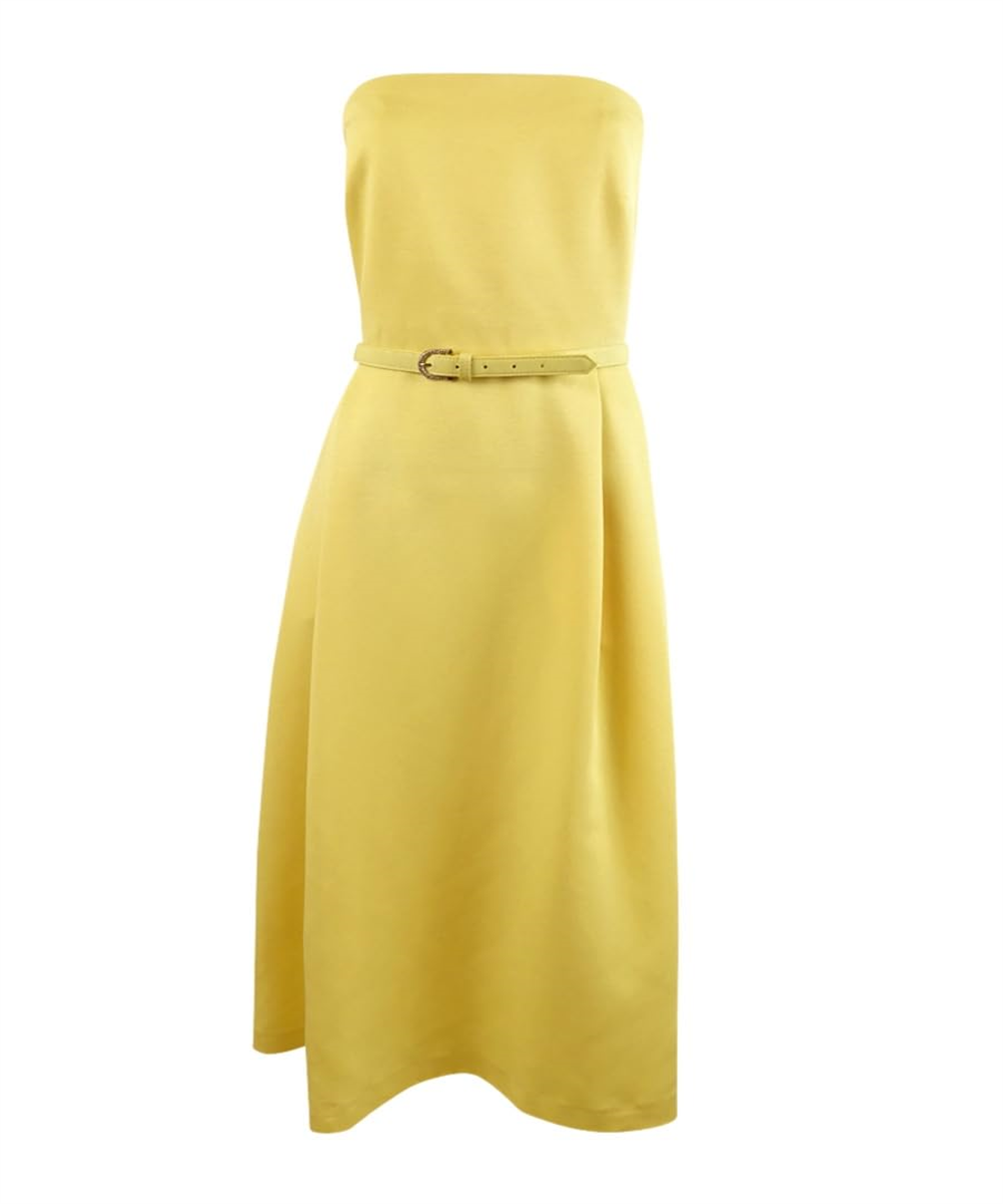 Lauren Ralph Lauren Women's Yellow Bloom Strapless Faille Cocktail Dress Size 10