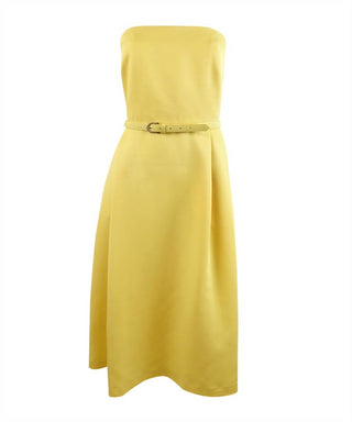 Lauren Ralph Lauren Women's Yellow Bloom Strapless Faille Cocktail Dress Size 10
