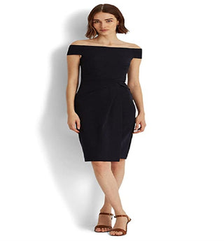 Ralph Lauren Women's Crepe Off The Shoulder Dress Blue Size 8