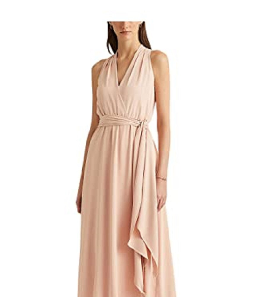 Ralph Lauren Women's Georgette Halter Dress Pink Size 12