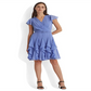 Ralph Lauren Women's Ruffle Trim Chiffon Dress Blue Size 2