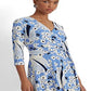 Ralph Lauren Women's Floral Surplice Jersey Dress Blue Size 6