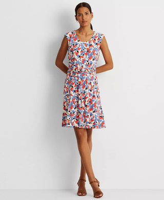 Ralph Lauren Women's Floral Jersey Dress Blue Size 10
