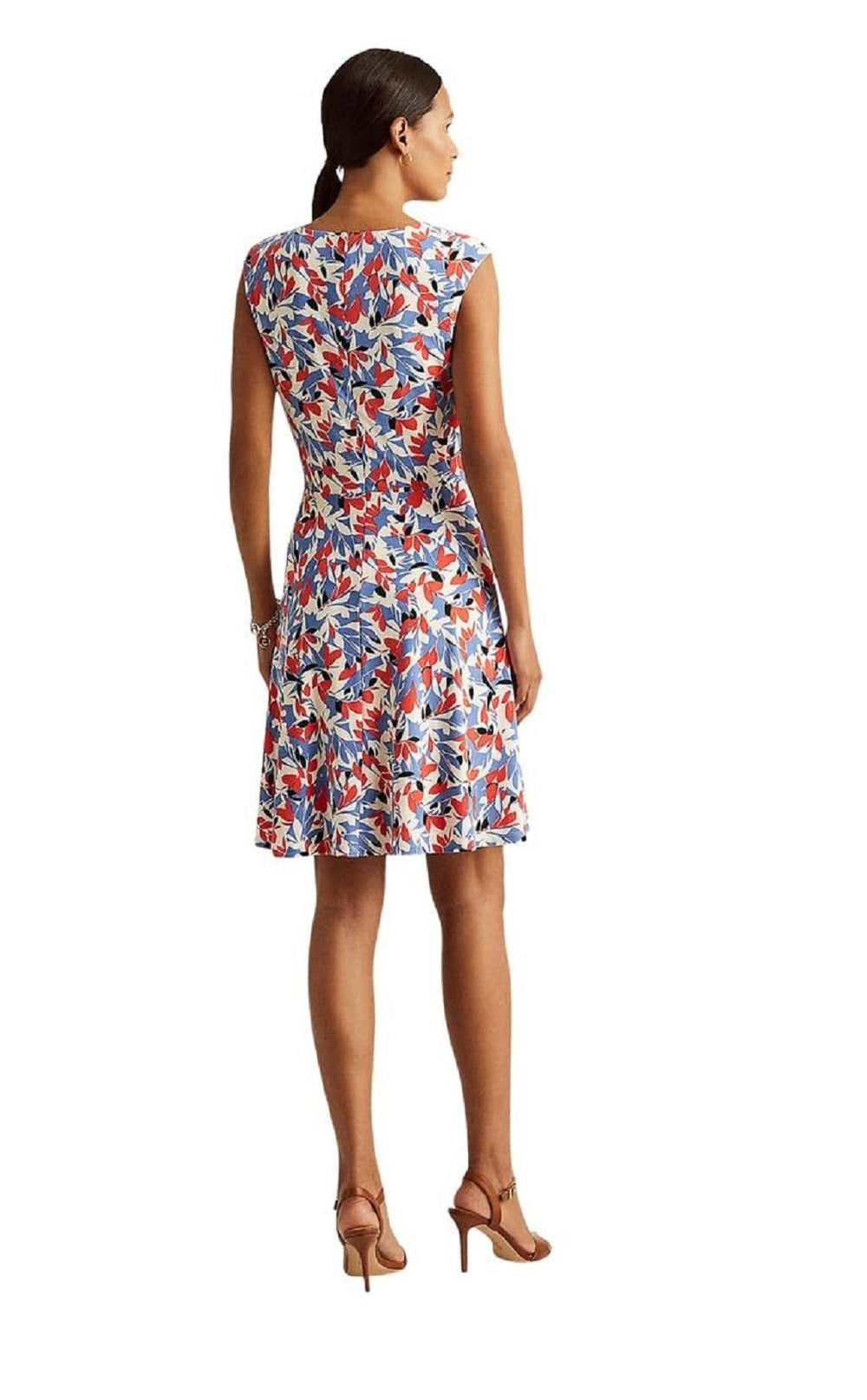 Ralph Lauren Women's Floral Jersey Dress Blue Size 14