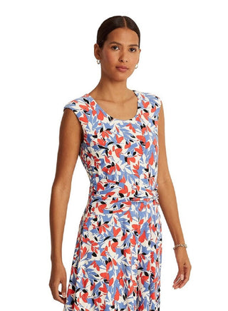 Ralph Lauren Women's Floral Jersey Dress Blue Size 16