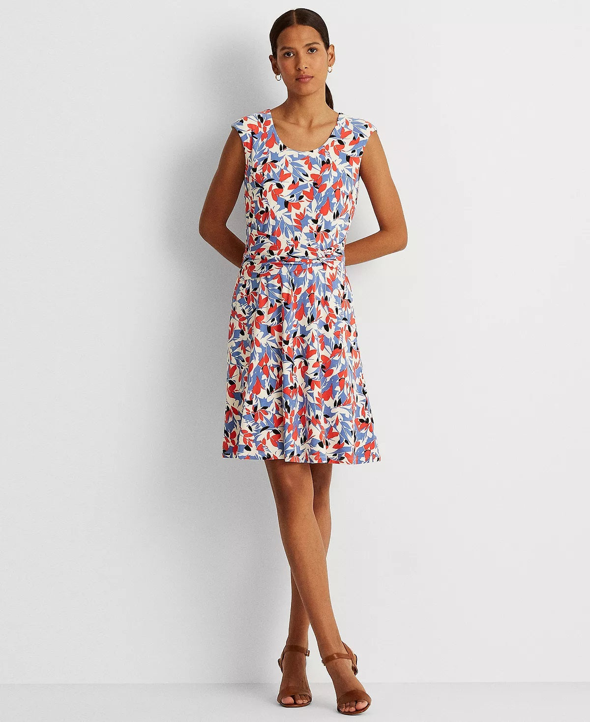 Ralph Lauren Women's Floral Jersey Dress Blue Size 6