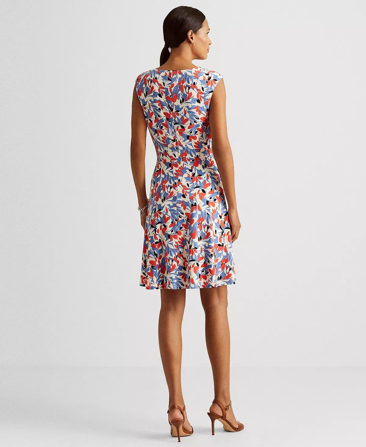 Ralph Lauren Women's Floral Jersey Dress Blue Size 6