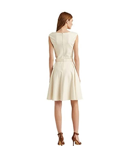 Ralph Lauren Women's Belted Ponte Dress Brown Size 14