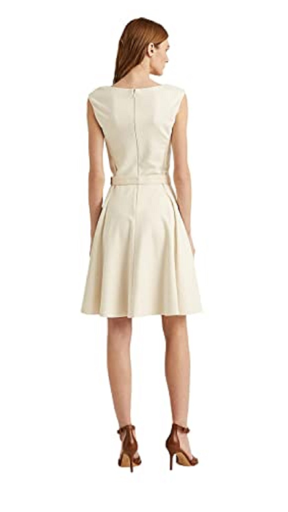 Ralph Lauren Women's Belted Ponte Dress White Size 6