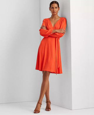 Ralph Lauren Women's Long Sleeve Jersey Dress Orange Size 12