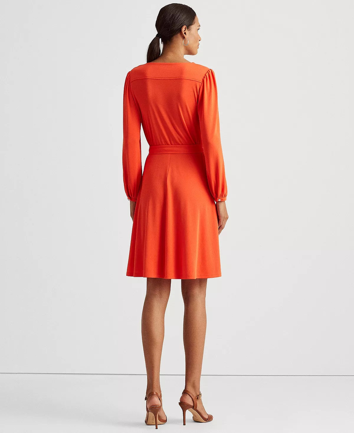 Ralph Lauren Women's Long Sleeve Jersey Dress Orange Size 12