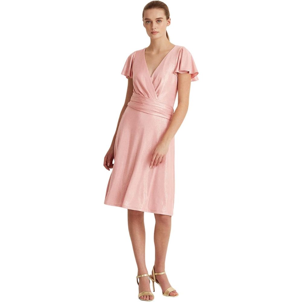 Ralph Lauren Women's Foiled Jersey Cocktail Dress Pink Size 6