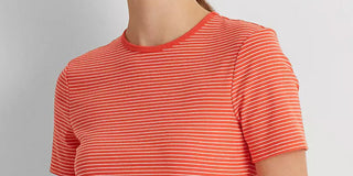 Ralph Lauren Women's Striped Stretch Cotton T-Shirt Orange Size Medium