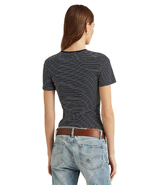 Ralph Lauren Women's Striped Stretch Cotton Tee Blue Size Petite Small