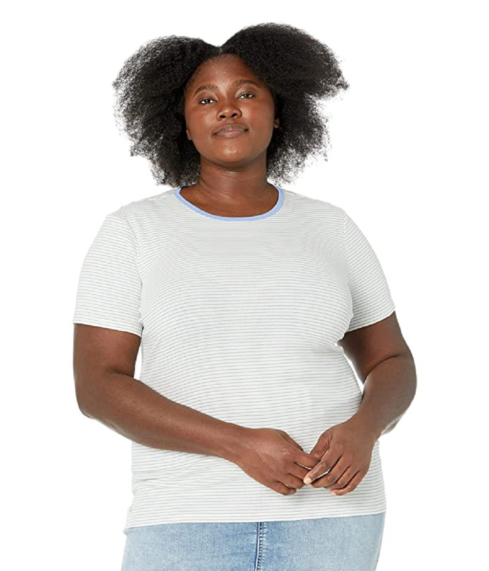 Ralph Lauren Women's Striped Stretch Cotton Tee White Size 2X