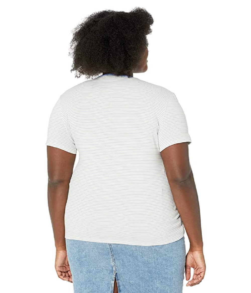 Ralph Lauren Women's Striped Stretch Cotton Tee White Size 2X