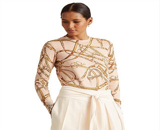 Ralph Lauren Men's Equestrian Print Crew Neck Sweater Brown Size XL