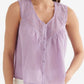 Lucky Brand Women's Embroidered Yoke Sleeveless Cotton Top Purple Size XX-Large