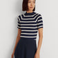 Ralph Lauren Women's Striped Short Sleeve Sweater Blue Size Medium