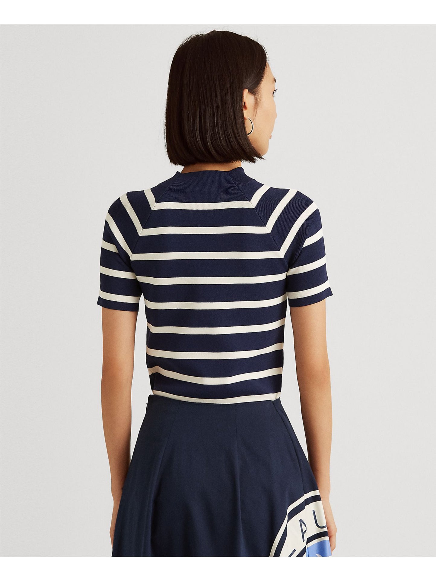 Ralph Lauren Women's Striped Short Sleeve Sweater Blue Size Medium