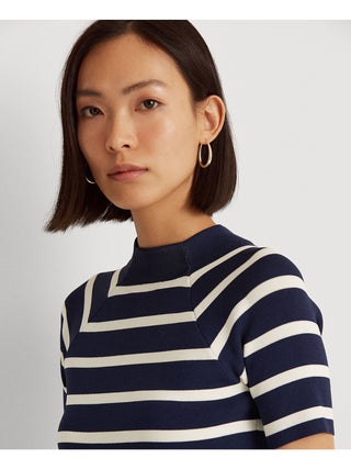 Ralph Lauren Women's Striped Short Sleeve Sweater Blue Size Medium