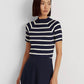 Ralph Lauren Women's Striped Short Sleeve Sweater Blue Size Small