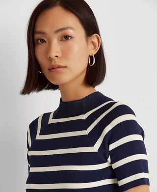 Ralph Lauren Women's Striped Short Sleeve Sweater Blue Size Small