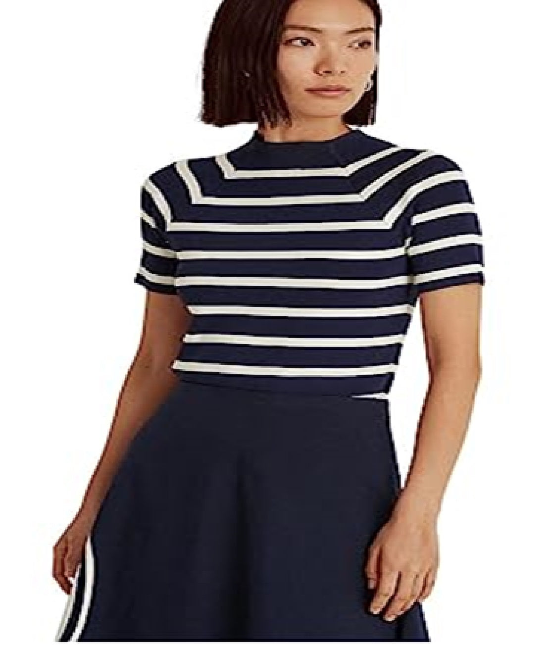 Ralph Lauren Women's Striped Short Sleeve Sweater Blue Size X-Small