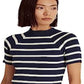 Ralph Lauren Women's Striped Short Sleeve Sweater Blue Size X-Small
