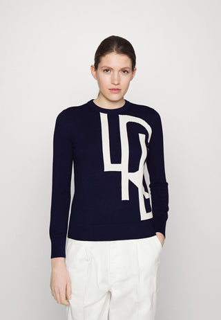 Ralph Lauren Women's Logo Cotton Blend Sweater Blue Size Small