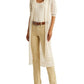 Ralph Lauren Women's Pointelle Puff Sleeve Linen Cardigan Brown Size 2X