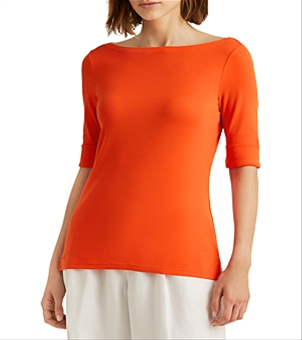 Ralph Lauren Women's Boat Neck Top Orange Size S
