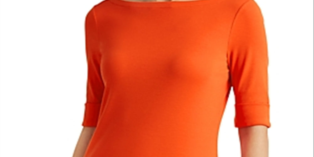 Ralph Lauren Women's Boat Neck Top Orange Size S