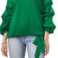 Vince Camuto Women's Tiered Sleeve Off The Shoulder Top Green Size Medium