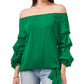 Vince Camuto Women's Tiered Sleeve Off The Shoulder Top Green Size Medium