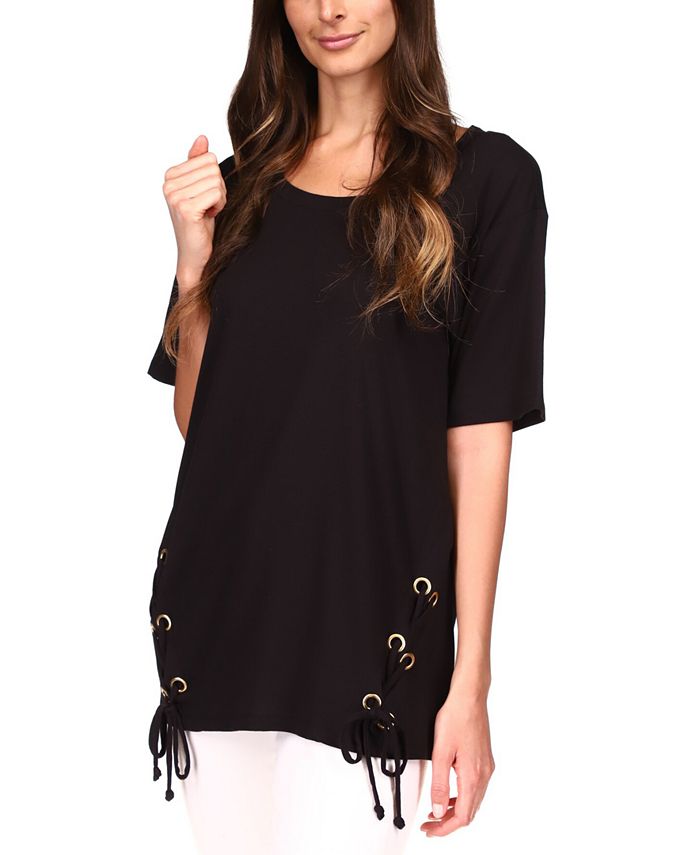 Michael Kors Women's Lace Up Tunic Black Size Large
