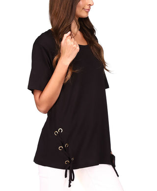 Michael Kors Women's Lace Up Tunic Black Size Large