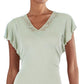 Ralph Lauren Women's Jersey Flutter Sleeve T-Shirt Green Size XX-Large