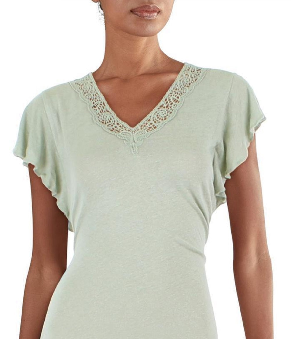 Ralph Lauren Women's Jersey Flutter Sleeve T-Shirt Green Size XX-Large