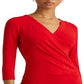 Ralph Lauren Women's Surplice Jersey Top Red Size Medium