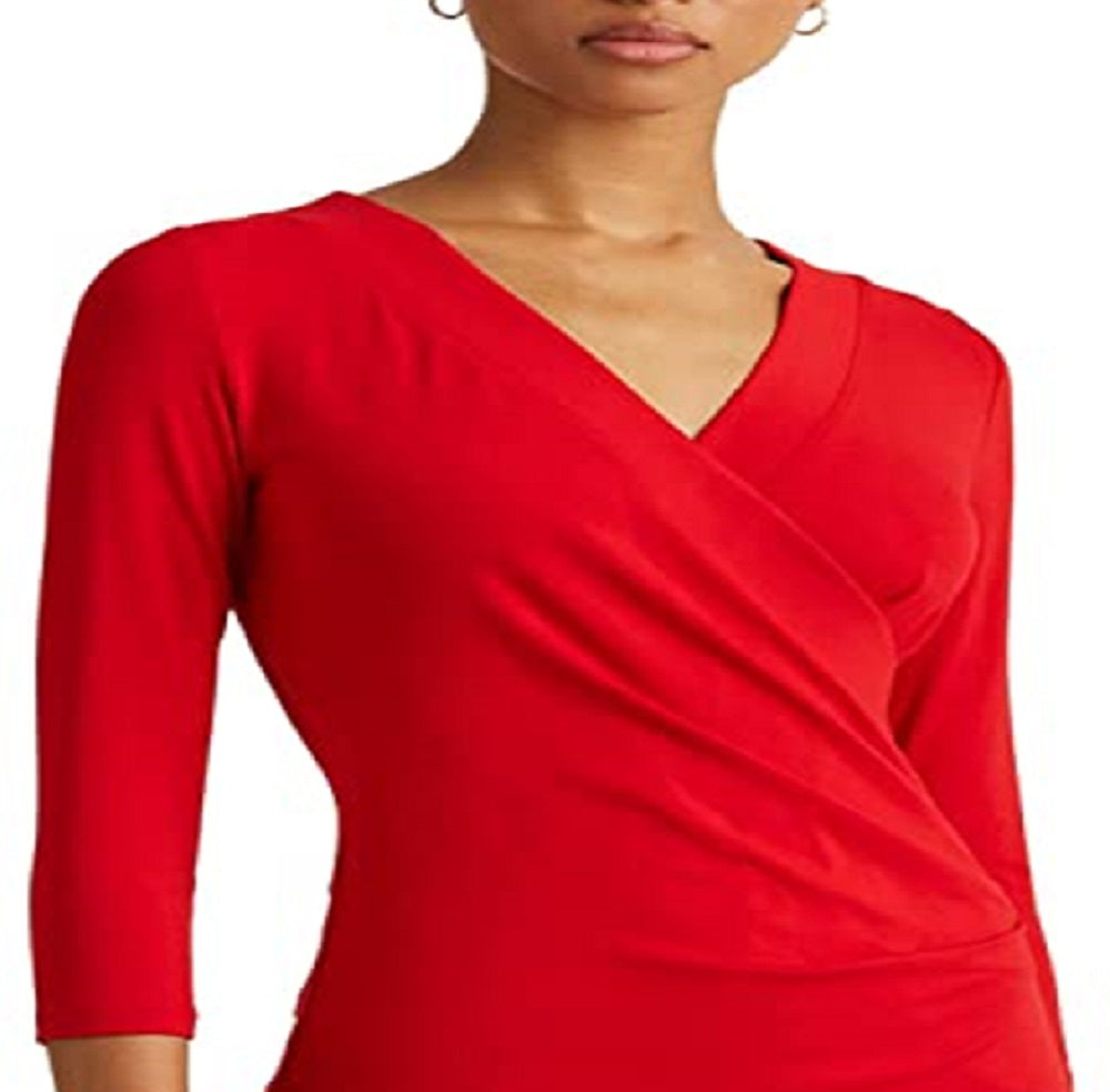 Ralph Lauren Women's Surplice Jersey Top Red Size Medium