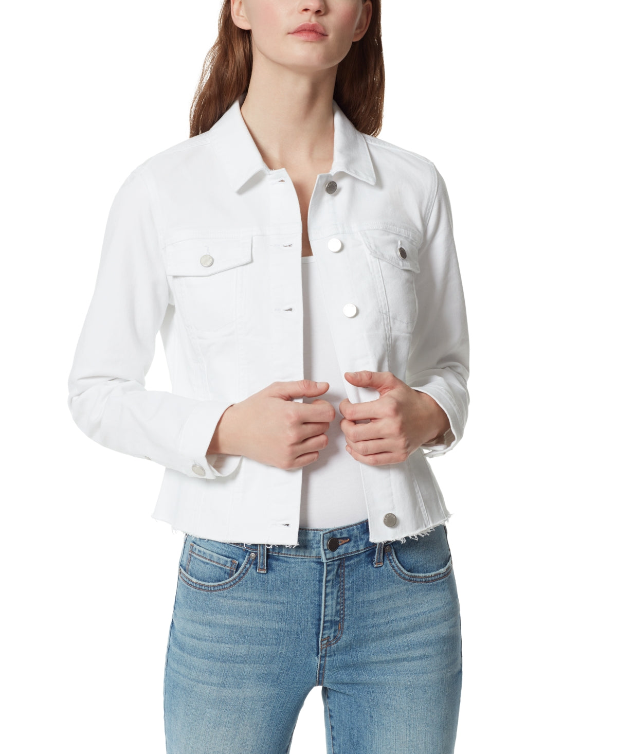 Frayed Denim Women's Classic Jacket White Size Medium
