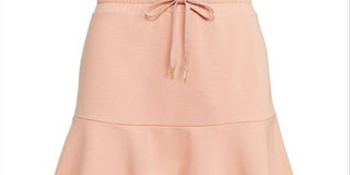 Ralph Lauren Women's Embroidered Ruffled Elastic Waist Drawstring Unlined Knee Length A Line Skirt Pink Size X-Large