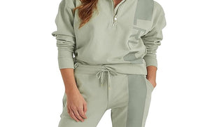 Ralph Lauren Women's French Terry 1/4 Zip Sweatshirt Green Size Large