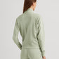 Ralph Lauren Women's Zippered Ribbed Hem & Cuffs Logo Graphic Sweatshirt Green Size Medium