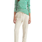 Ralph Lauren Women's Striped Snap Trim Long Sleeve Top Green Size Medium