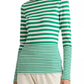 Ralph Lauren Women's Striped Snap Trim Long Sleeve Top Green Size Medium