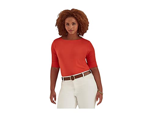 Ralph Lauren Women's Stretch Cotton Boatneck Tee Orange Size 3X