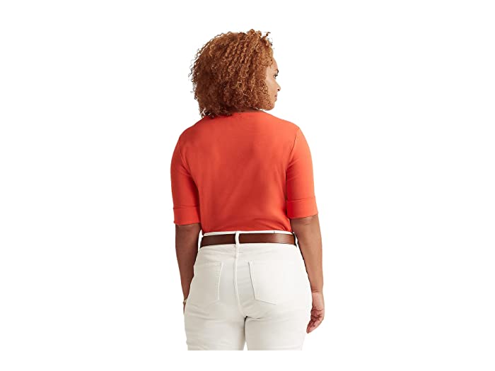 Ralph Lauren Women's Stretch Cotton Boatneck Tee Orange Size 3X